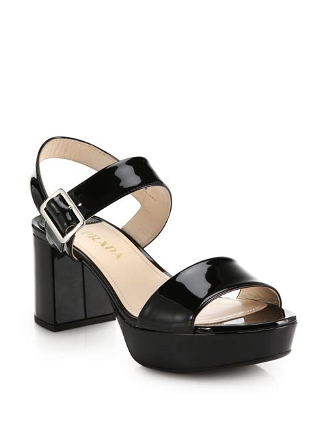 prada black patent leather sandals|prada patent leather sandals white.